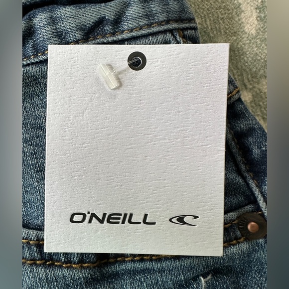 NWT ONEILL BOWIE Jeans Blue Grass Wash Denim Frayed Hem Women's Shorts Size 26 - Picture 5 of 9